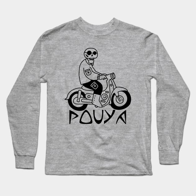 Pouya  Punk Skeleton Riding scooter Long Sleeve T-Shirt by Soulphur Media